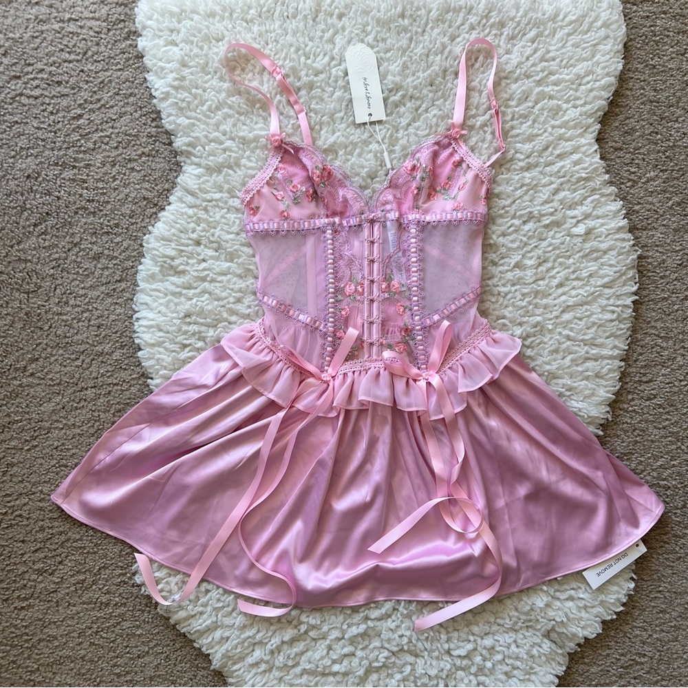 For love and lemons Ily embroidered slip dress NWT